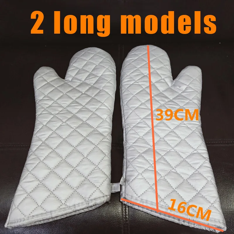 1pair Oven Mitts Kitchen Oven Microwave Gloves High Heat Resistant Long Mitts Anti-scalding Silver Cloth Gloves,silicone oven mitts,kitchen gloves,silicone oven gloves