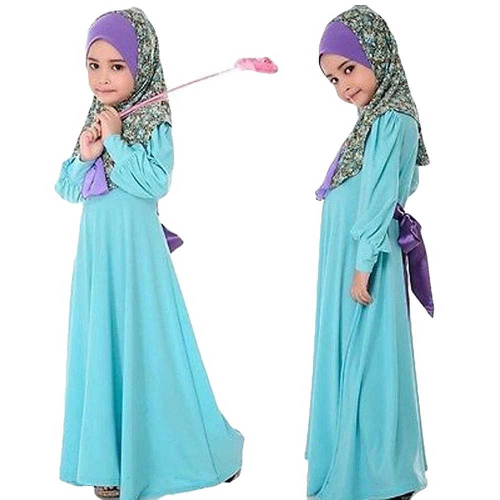 

Muslim Children Kids Girls Hijab Abaya 2 Pieces Set Islamic Clothing Arabic Robe Khimar Abayas Scarf Kaftan Niqab Burqa Ramadan