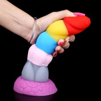 Rainbow Prisoner Dragon's New Liquid Silicone Eggless Monster Dildo Anal Plug SM Men and Women Couples Adult Sex Products 5