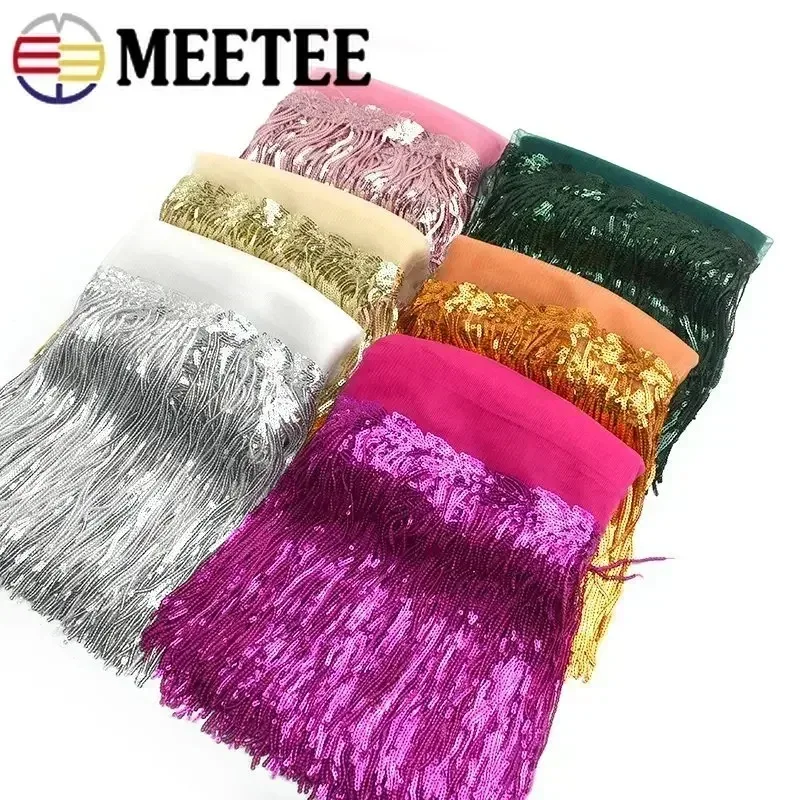 Meetee 10/18cm Sequin Tassel Lace Trim Fringe Trimming Ribbon for Clothing Dress Decoration DIY Sewing Accessories 1/2/5Yards