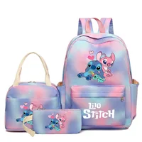 3Pcs/set Disney Lilo Stitch Backpack for Boy Girl Teenager Student Back To School Schoolbag Lunch Bag Women lovely Rucksack Gift 5