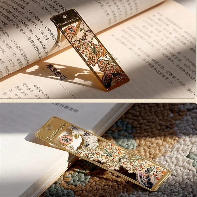 しおり 金属製しおり タッセル付き中国風中空しおり 読者教師や本愛好