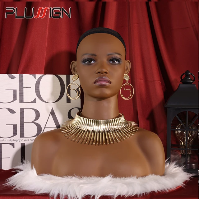 Mannequin Head With Shoulders African Female Realistic Manniquin Heads For Wigs  Wig/hat Display Head With Anti Slip Caps - Wigs Display Head - AliExpress