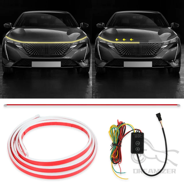 Universal 12V LED Scan Starting Car Hood Decorative Lamp Car Daytime Running Light DRL Dynamic Auto Tuning Headlight Strip
