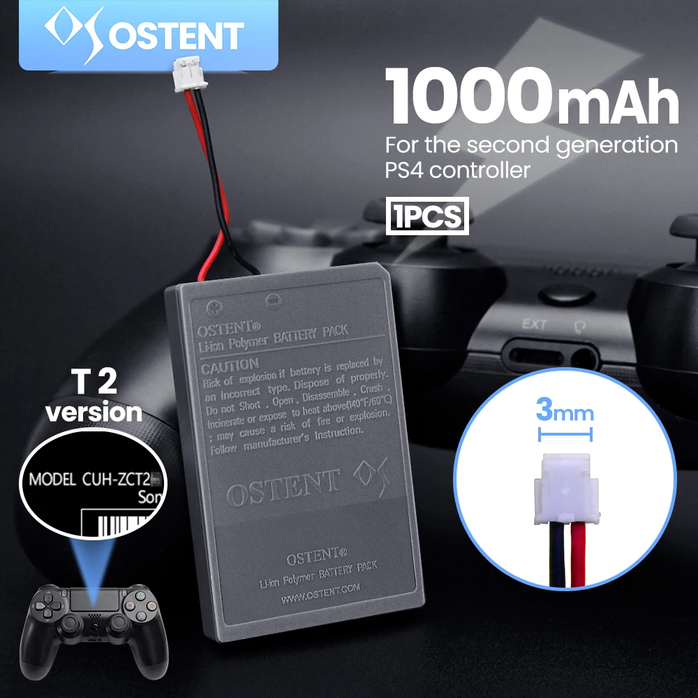 OSTENT Battery Pack Replacement for Sony PS4 Pro Slim Dual Shock Controller Second Generation CUH-ZCT2 or CUH-ZCT2U