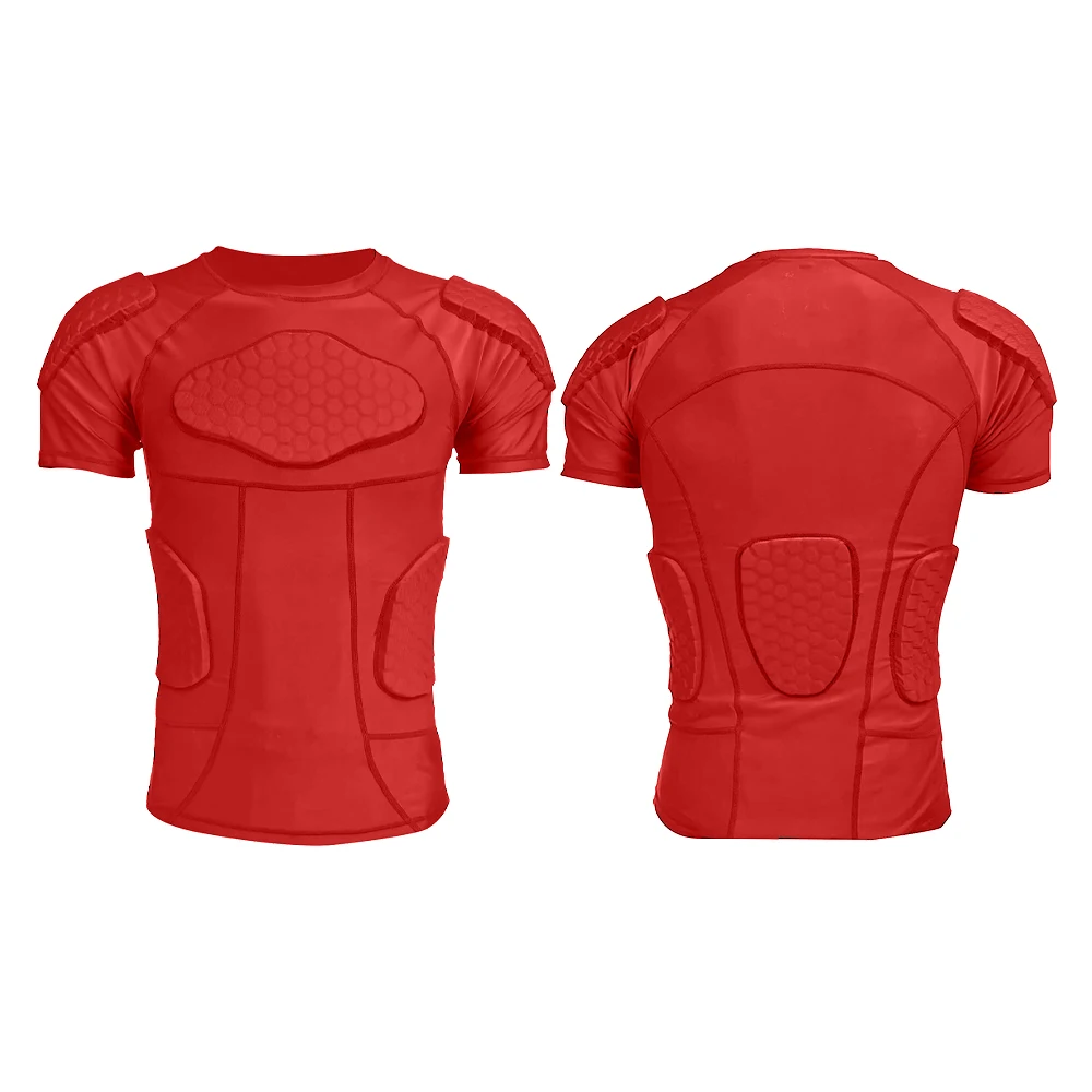 Factory Men's Padded Compression Shirt Boys Youth Protective Top Rib Chest Protector Wear for Football Paintball Baseball