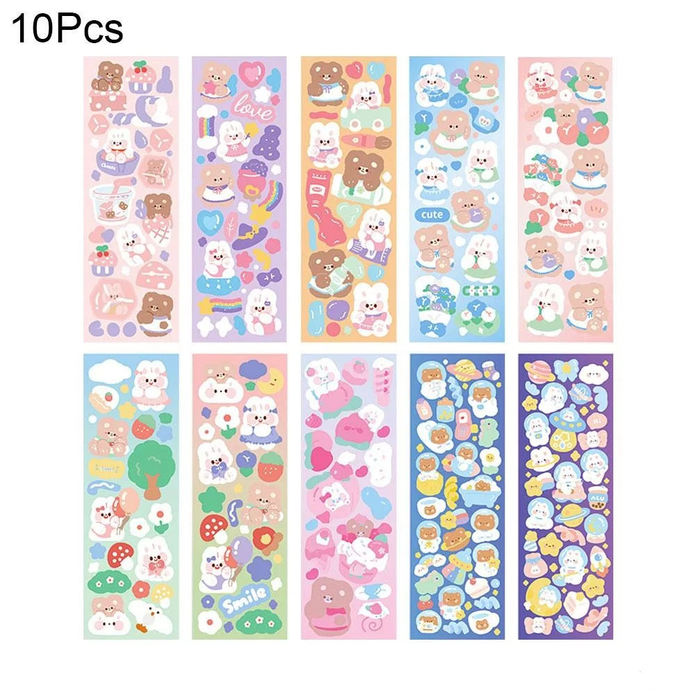 10pcs Kawaii Kpop Toploader Deco Stickers - Various Cute Cartoon