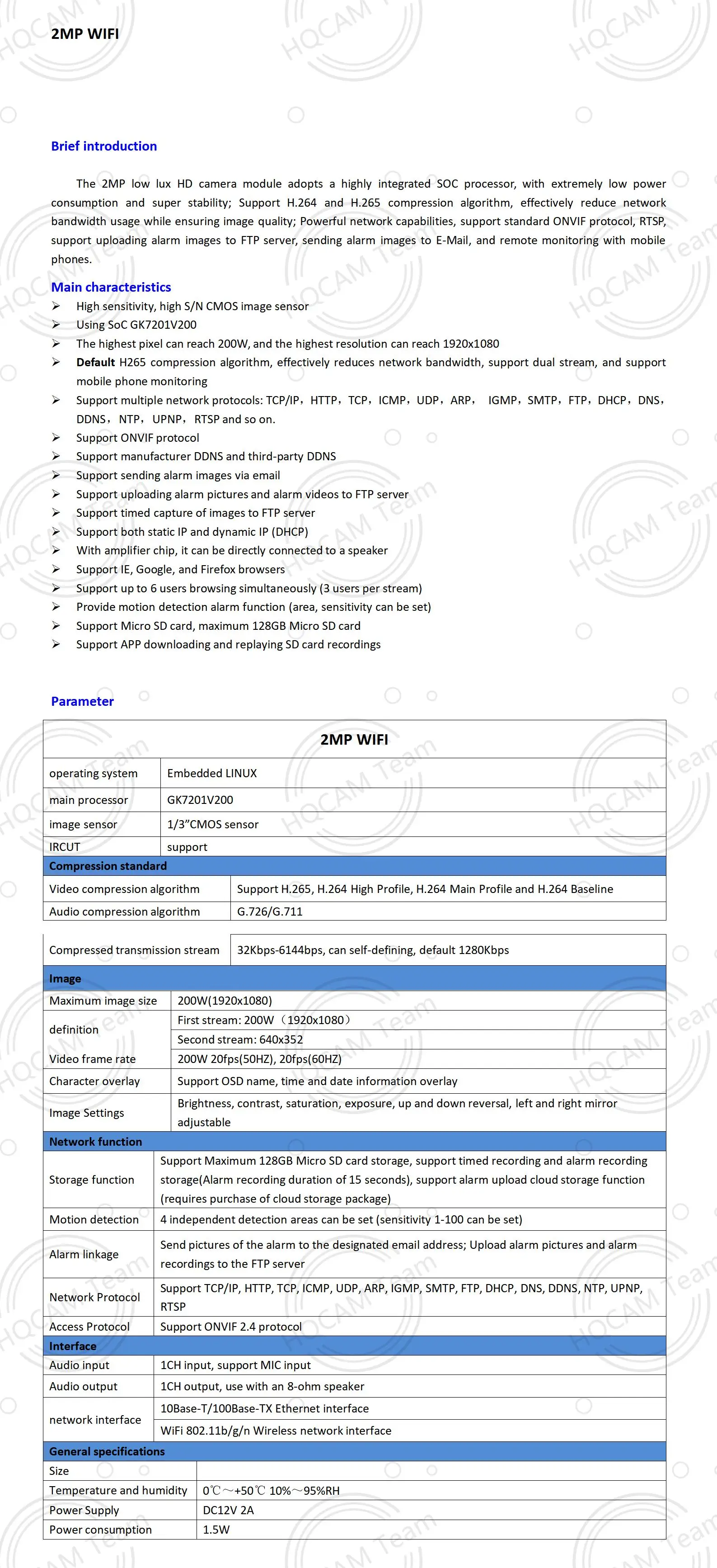 Camera interface showing real‑time monitoring features