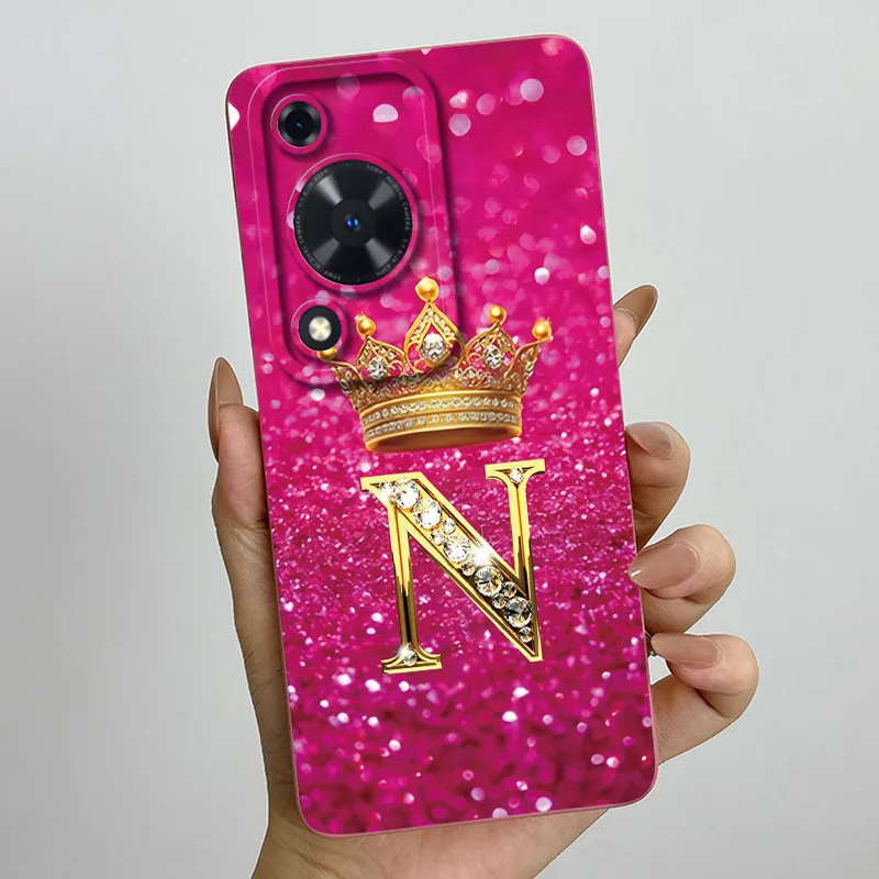 Crown Initial Letter Couple Phone Case - Soft Silicone TPU Lens Protective Casing