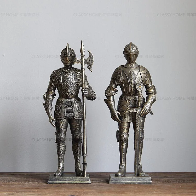 

European Retro Iron Armor Knight Advanced Resin Craft Jewelry Ornaments Ancient Rome Modern American Rural Pastoral