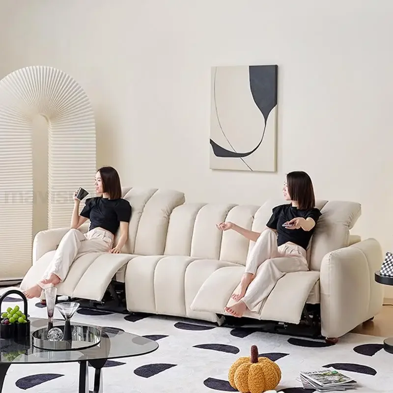 

White Multifunctional Couch Living Room Electric Stretch Seats Soft Fabric Adjustable Backrest Recliner Sofa Home Furniture