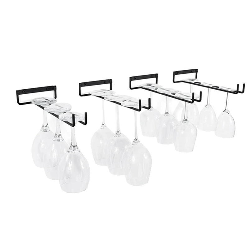 

15 Pcs Stemware Wine Glass Storage Rack,Wall Mountable Kitchen Storage Rack ,Black,11 Inch / 30Cm