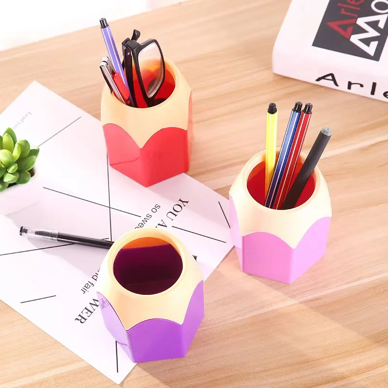 Creative Colored Pencil Head Contrasting Pen Holder Desktop Pen Holder Stationery Storage Pen Holder Makeup Brush Storage Bucket 5