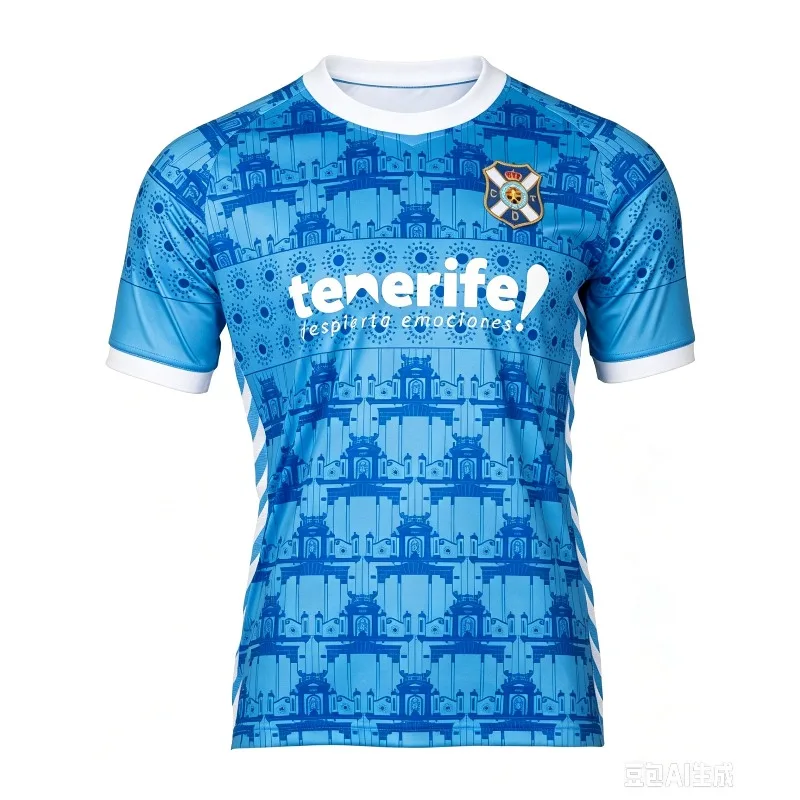 24-25 Teneriffa Fußballtrikot, schnelltrocknend, Mesh, Kurzarm, für Spiel und Training, Spanien, Fan, Freizeit-Sportoberteil für Männer und Kinder