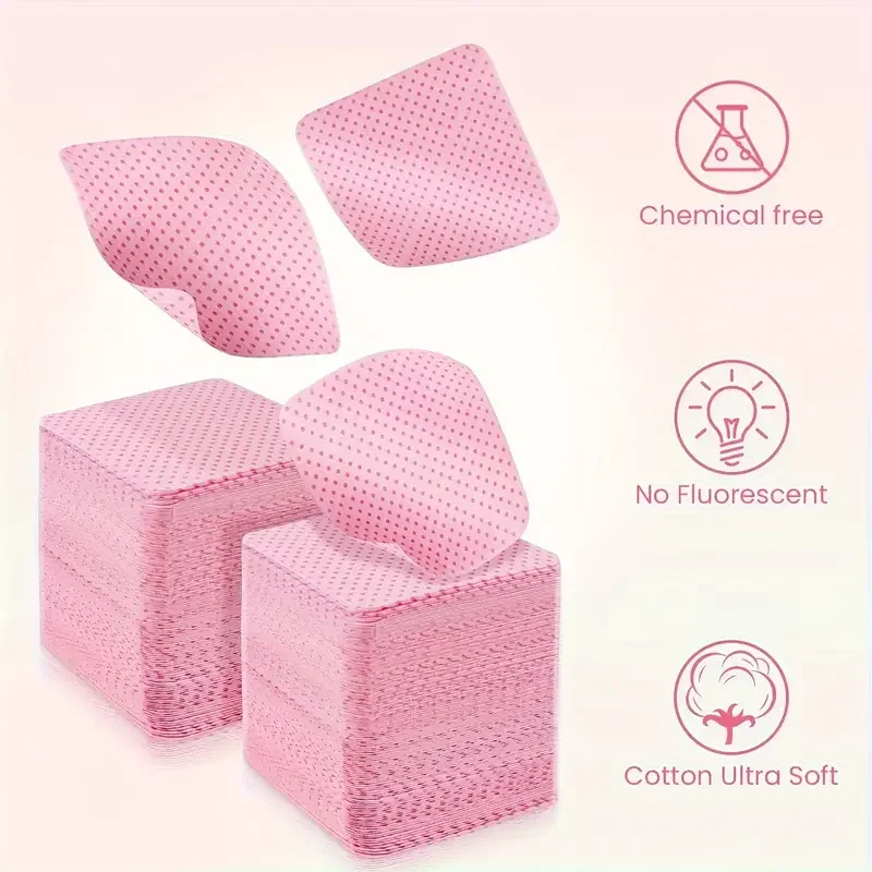 300/600/900Pcs No Lint Cotton Pads Manicure Nail Polish Remover Nail Cleaning Pad for Women Nail Polish Remover Nail Cotton Pads