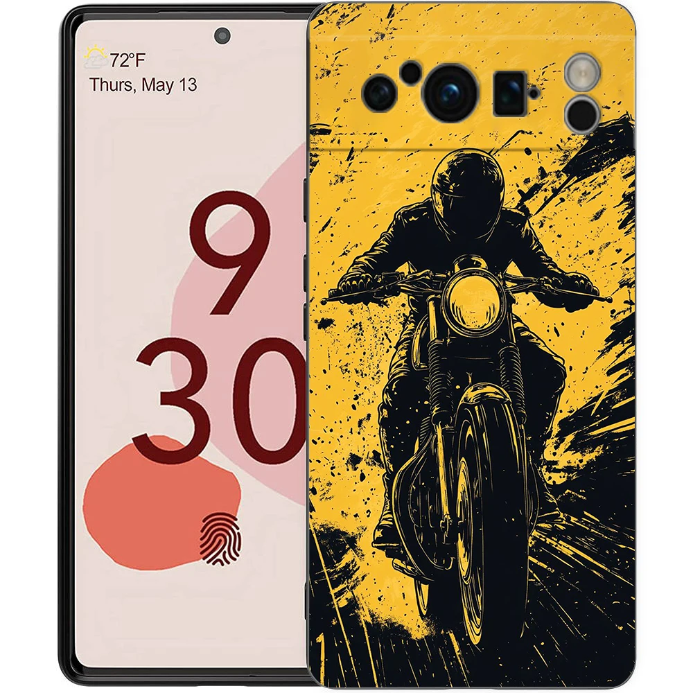 Cool Motorcycle Design Shockproof Phone Case - Soft Black TPU Cover