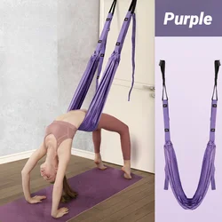 Adjustable Aerial Yoga Strap for Women - Hammock & Leg Splits Trainer, Fitness Stretching Belt (Purple)