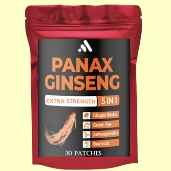 30 cerotti Panax Ginseng rosso + Ginkgo Biloba Ginsenosidi alti per energia, pillole per prestazioni e messa a fuoco per uomini e donne