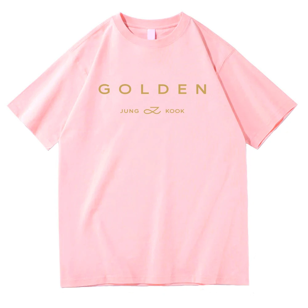 JungKook Golden T Shirt Nova Moda Masculina Harajuku Gráfico Carta