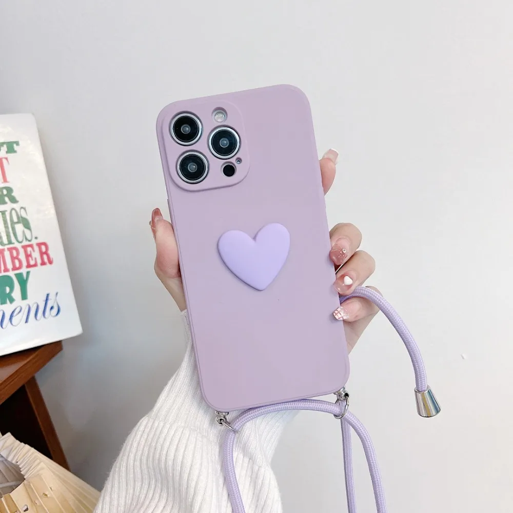 Fashionable Long Rope Shockproof Silicone Phone Case Sleeve