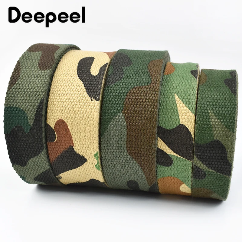 5Yards 25/30/38mm Camouflage Webbing 2mm Thicken Cotton Polyester Ribbon Tapes for Bag Strap Belt Bands DIY Sewing Accessories