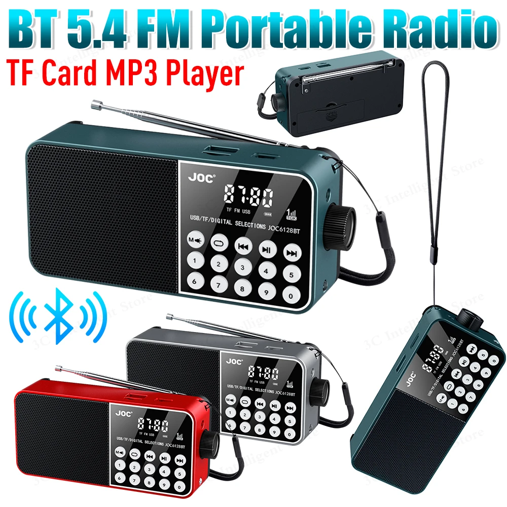 Wireless BT 5.4 FM Portable Radio LED Digital Display Support TF Card MP3 Player USB Drive LCD Display Speaker Camping