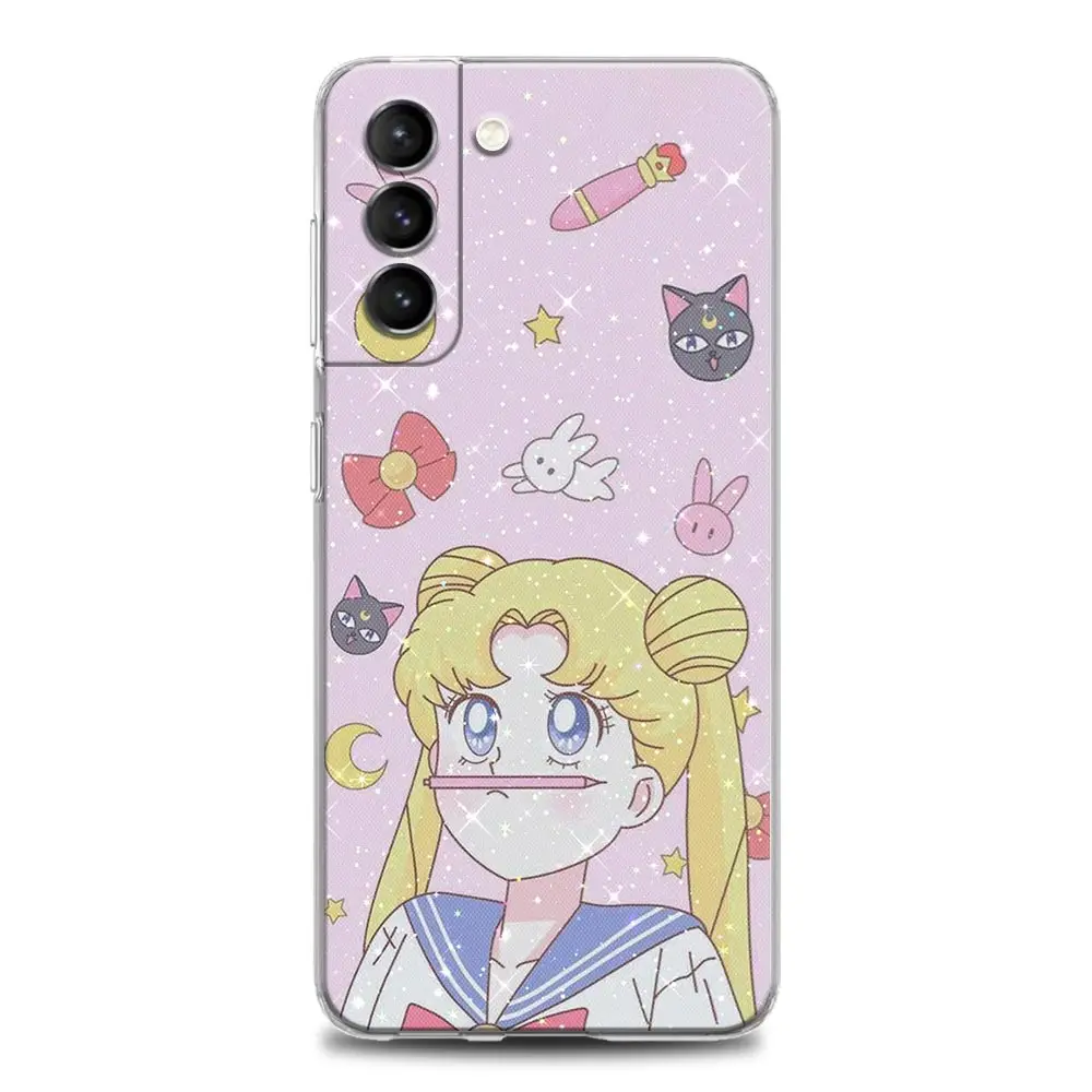 samsung cute phone cover Anime Cute Cartoon Sailor Moon Clear Phone Case for Samsung S9 S10 4G S10e S20 S21 Plus Ultra FE 5G M51 M31 S M21 Soft Silicone samsung flip phone cute Cases For Samsung