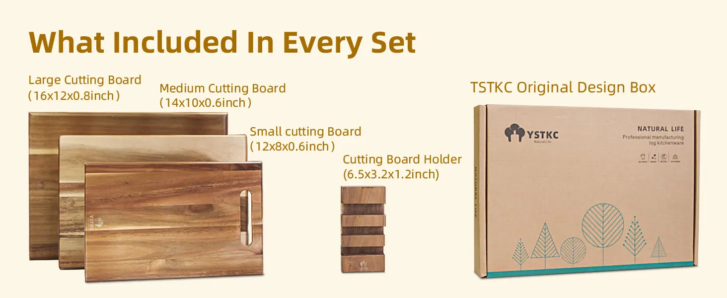YSTKC Acacia Wood Cutting Board Set
