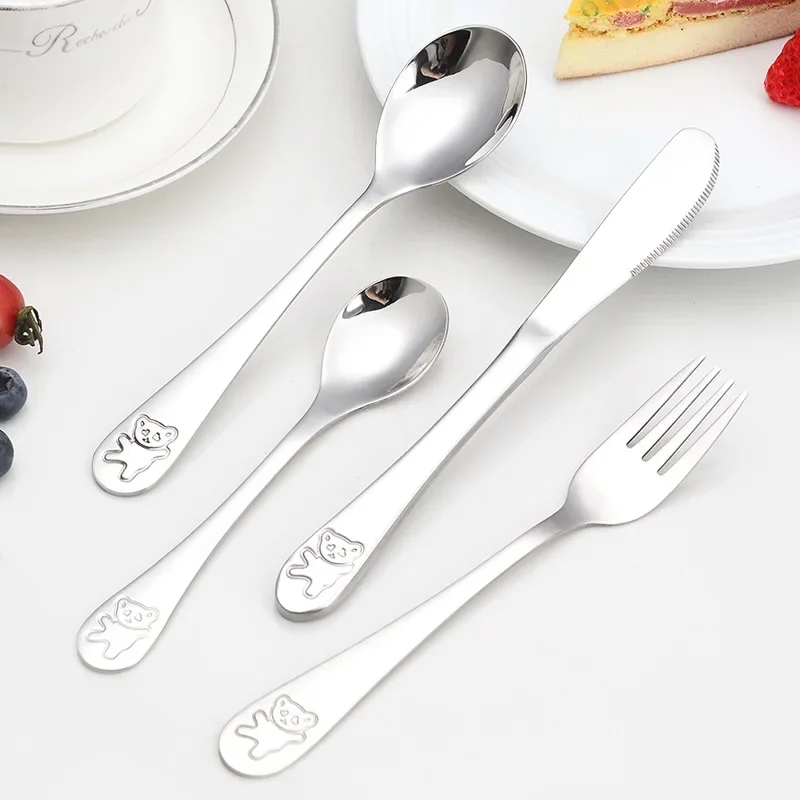 Cutlery Set Western Style Cutlery Set Stainless Steel Cutlery Set Stainless Steel Spoon Fork Table Western-Style Knife Tableware Set Feeding Baby Children Products Food