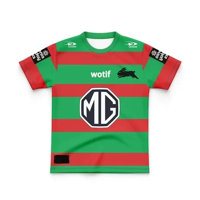 thumbnail image 1 of Camiseta de rugby local/visitante/entrenamiento para niños de South Sydney Rabbitohs 2024 - Talla para hombre: 16-26 (nombre y número impresos) Calidad superior, 1 of 5