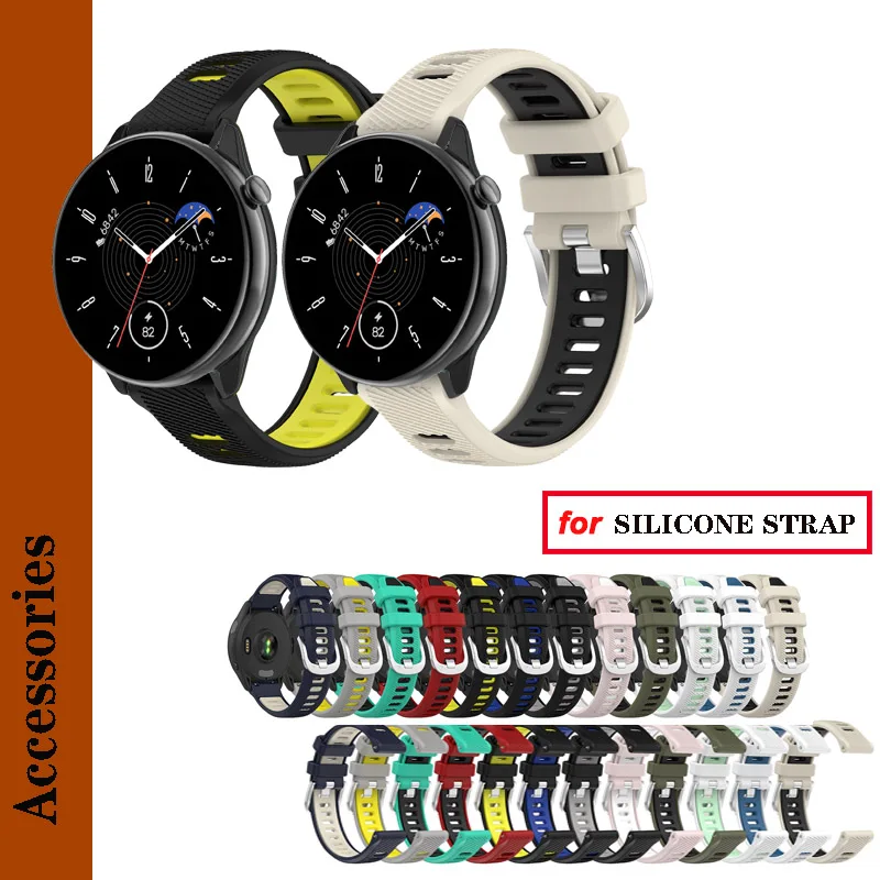 

20mm 22mm Watch Band RUN Silicone Strap For Huami Amazfit GTR4 GTR3 GTR2 GTR mini 42mm 47mm / GTS 2 3 4 / PACE Stratos Bracelet