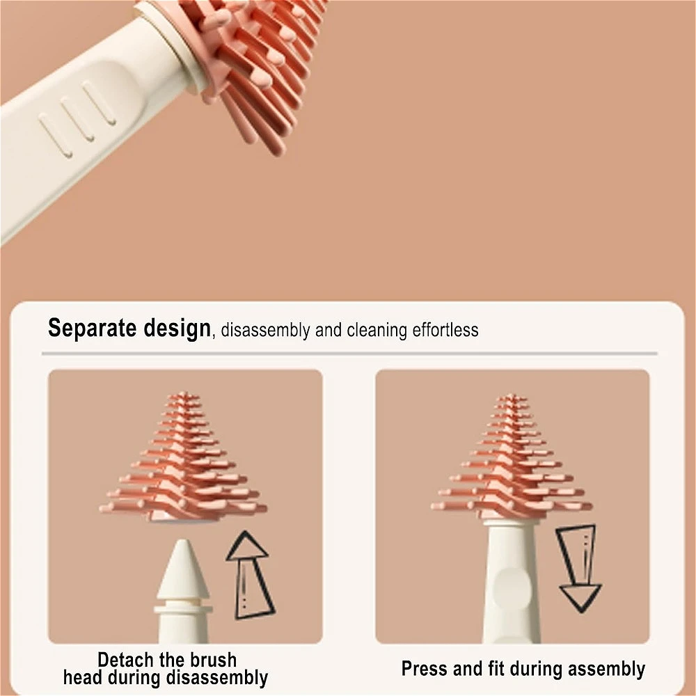 6 in 1 Silicone Bottle Brush Baby Bottle Cleaner Brush Set with Straw Cleaner Drain Rack Pacifier Storage Box