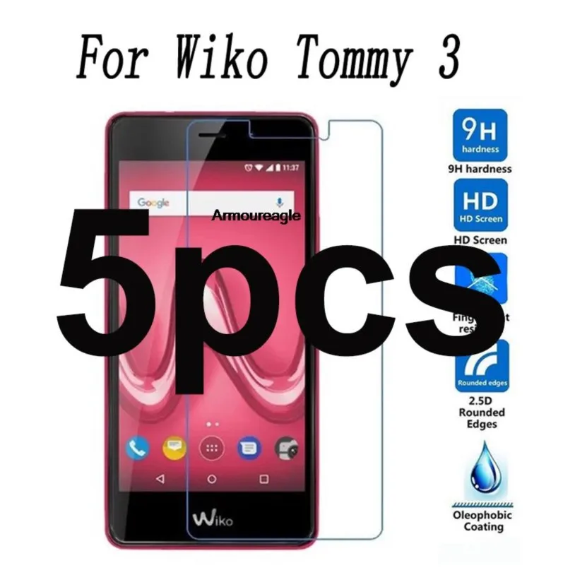 

5 шт. защита для wiko tommy 3 Закаленное стекло 2.5D защитная пленка 9h Взрывозащищенная защита для ЖК-экрана для wiko tommy3 чехол