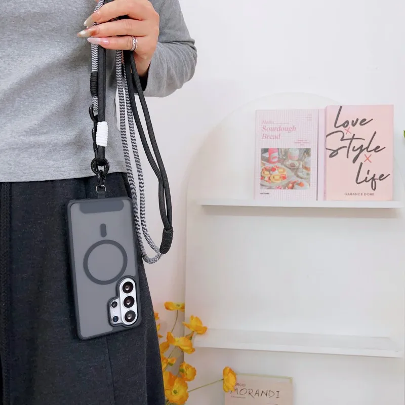 Magnetic Shockproof Crossbody Neck Cord Case with Braided Strap