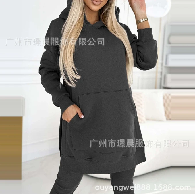 Women's Tracksuit 2024 Long Sleeve Loose Oversized Hooded Sweatshirts Pullover + Elastic Waist Trousers Pants Two Piece Set