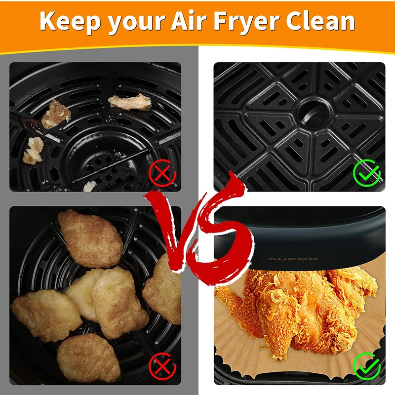 Air Fryer Disposable Paper Liner 31cm Nonstick Airfryer Parchment Special Baking Paper for 2-10QT Cooking Basket