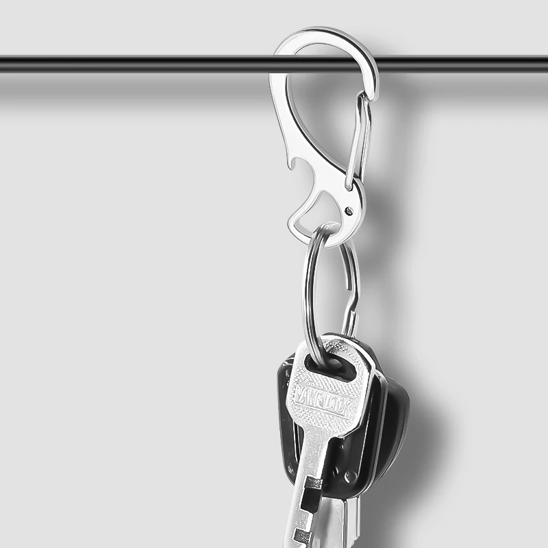 1-10Pcs Stainless Steel Multifunctional D-buckle Mountaineering Backpack Spring Hook Buckle Bottle Opener Anti-loss Keychain