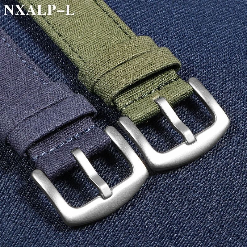 Quick Release Army Green Nylon Canvas Watch Strap with Brushed Buckle