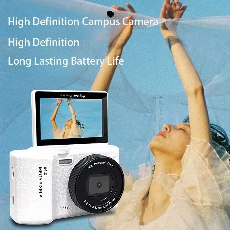 6400W 울트라 HD 4K 디지털 카메라 3.0 셀카 플립 스크린 학생 여행 초보자 캠 사진 CCD 디지털 미러리스 캠코더