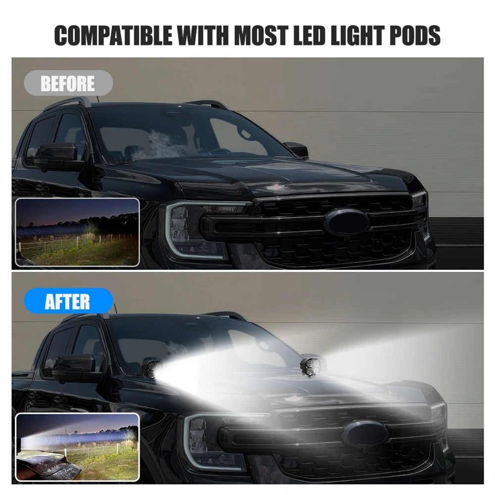 Steel Car Hood Hinge Ditch LED Light Brackets Holder For Ford Ranger 2015-2022 - View #9