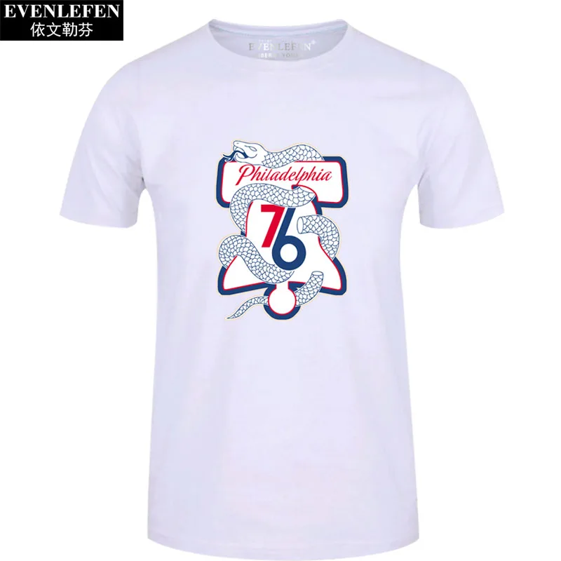 Vintage Cotton T-shirt PHI 76ers short-sleeved basketball sportswear casual fan clothing for Men and Women Embiid Iverson Tees