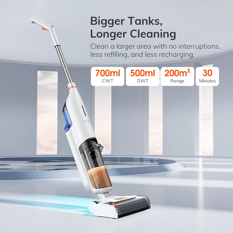 ILIFE W90 Cordless Wireless Wet Dry Cleaning Smart Washing Mop Robot,5500Pa Suction,1 Min Self Cleaning,Large Dual Water Tank 5
