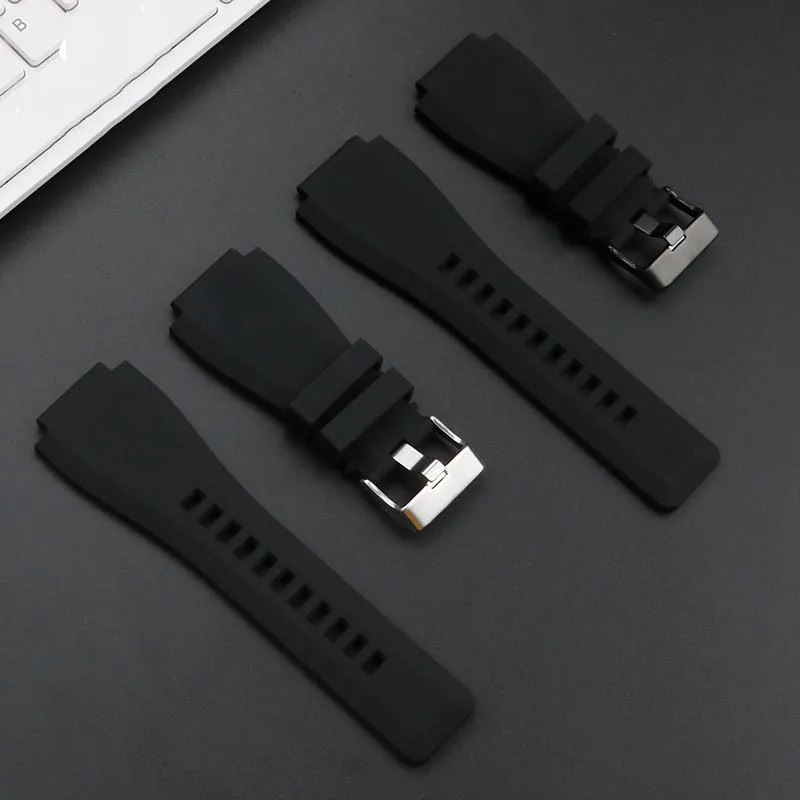 Exquisite Silicone Watchband - Soft, Waterproof & Breathable - 24mm Black