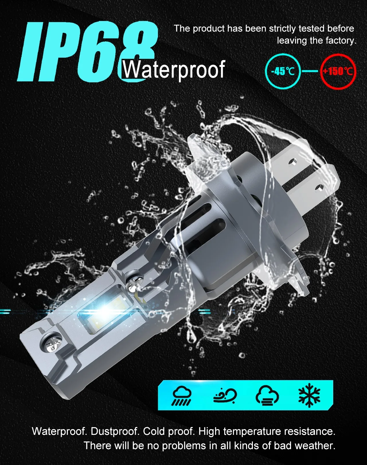 H7 H18 LED Headlight Bulbs High Low Beam 12V 30W 20000Lm 6500k White Light Fan Cooling Plug and Play All in One EMC 2pcs