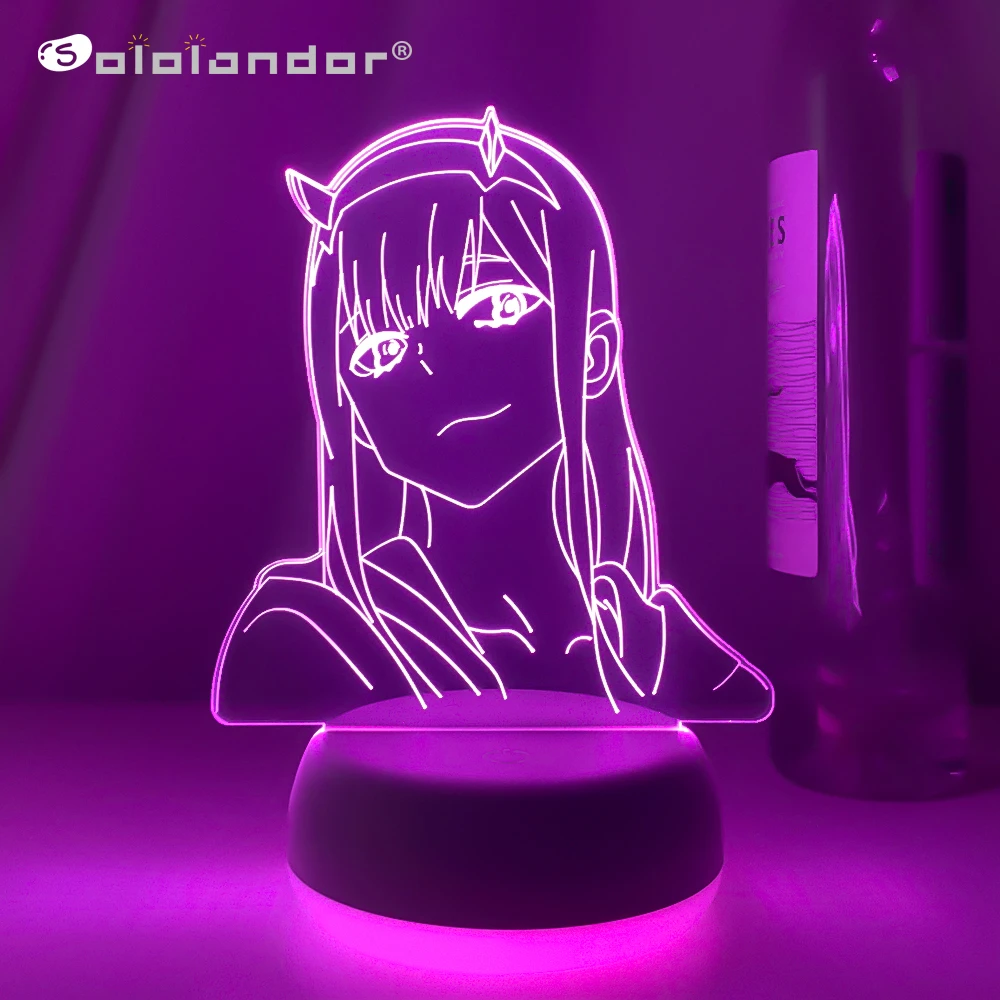 Anime Zero Two Figure 3d Lamp Nightlight Kids Child Girls Bedroom Decor Light Manga Gift Night