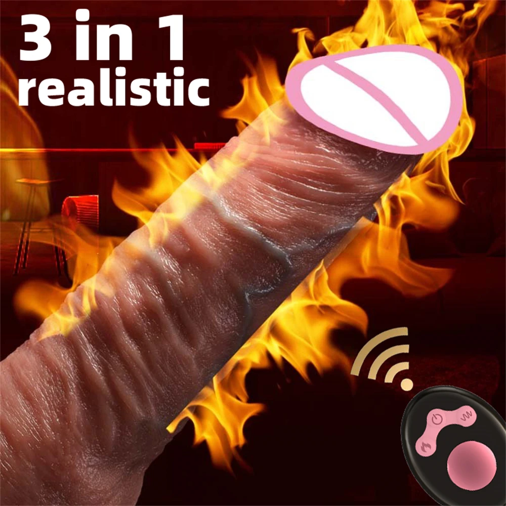 Sex Toys Thrusting Dildo Vibrator 3 in1 Heated Realistic Dildo with 360&deg; Rotation for Clit G Spot Anus Vagina Orgasm Stimulation sex toys
