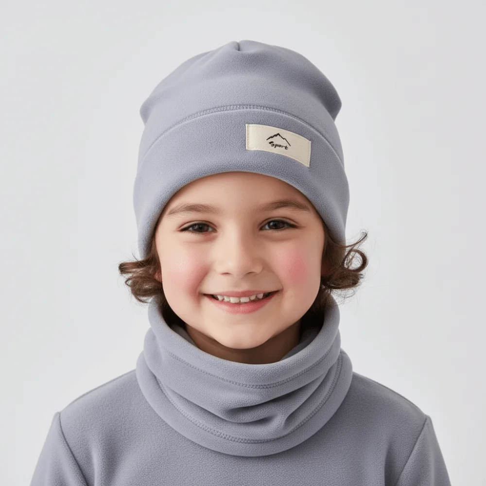 Soft Elastic Cap Scarf Set Solid Color Fleece Lining Compact Scarf All-match Korean Style Beanie Hat Boys