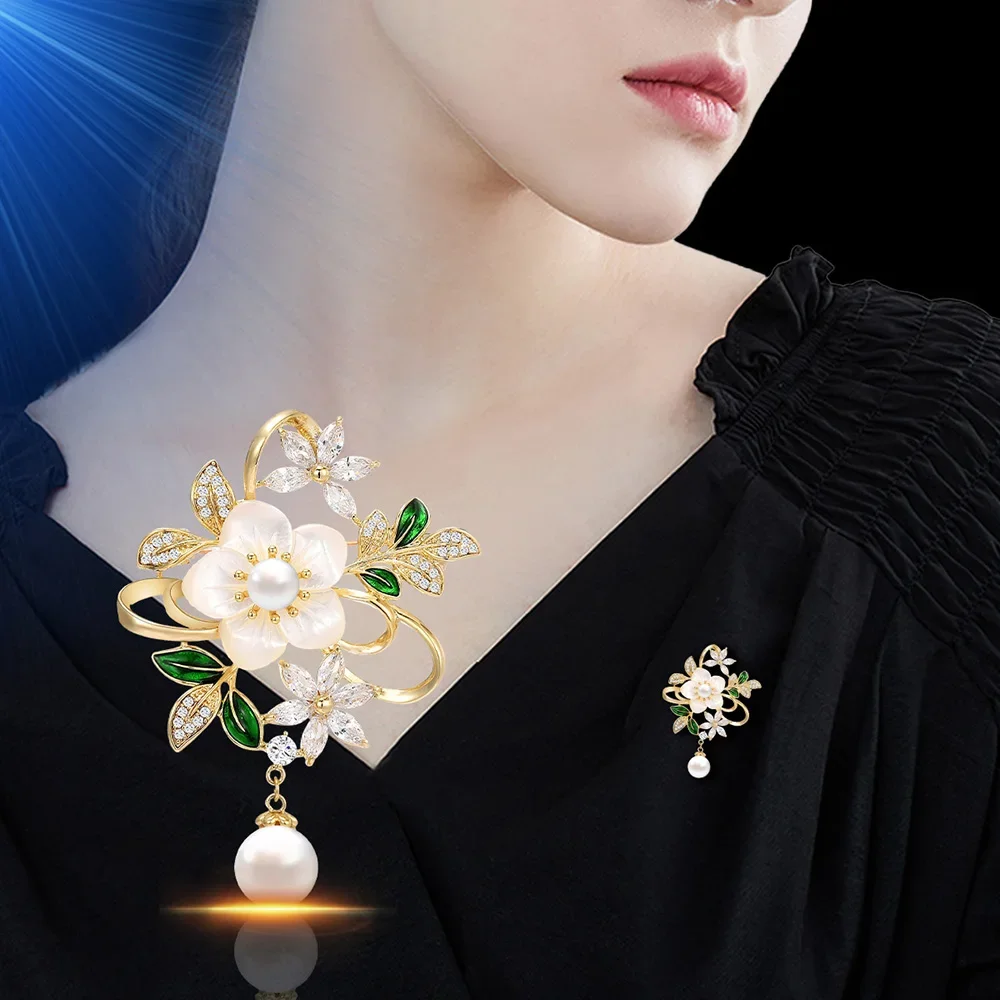 

Luxury Brooch for Women Pearl Exquisite flower Brooches Tassel Pendant Exquisite Jewelry Wedding Bridesmaid Clothes Pins Gifts