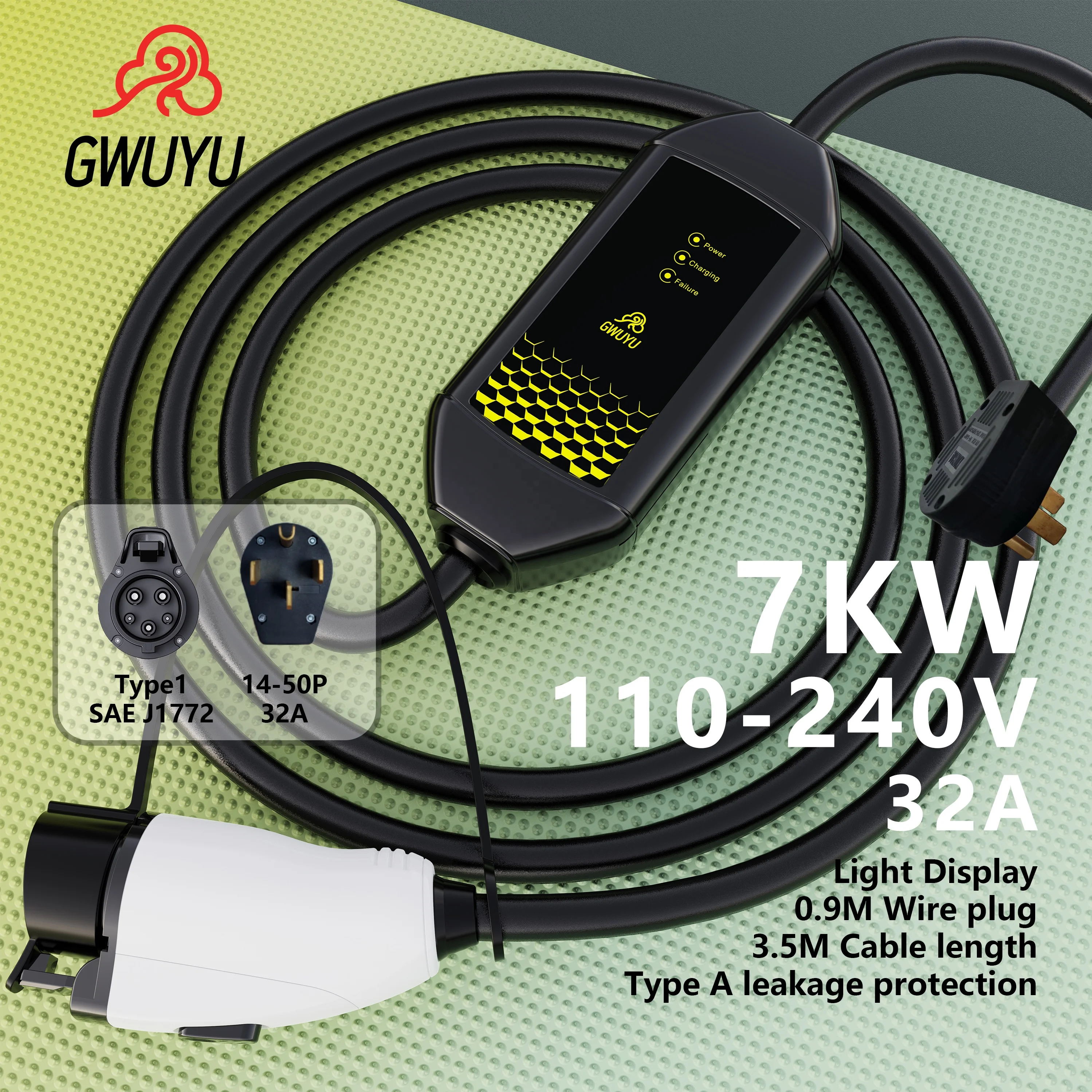 

GWUYU New Energy Vehicle Portable Charging Stations Manufacturer's Car Charger with Screen Display for EV Cars