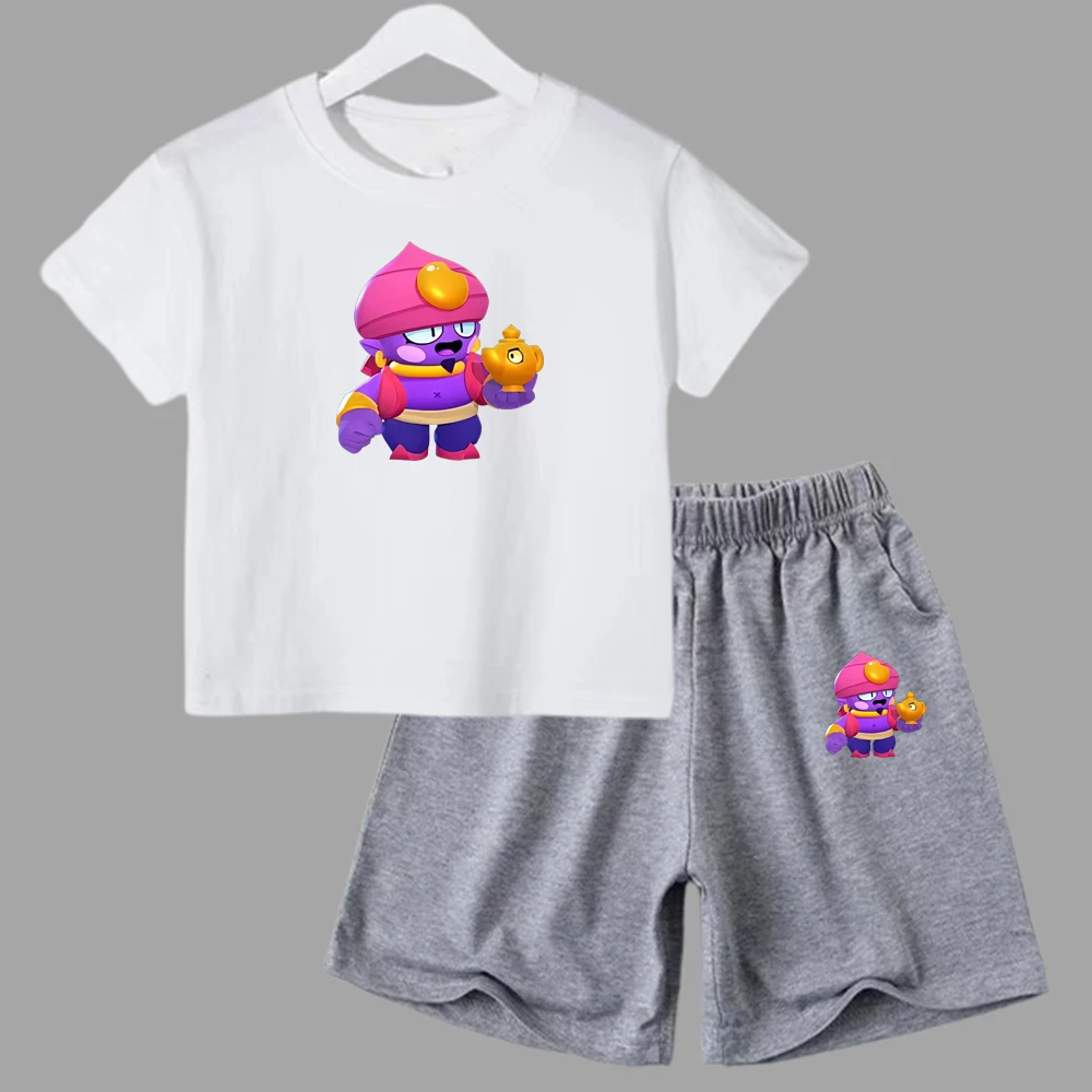 thumbnail image 1 of Conjunto de ropa de verano para niñas y adolescentes, camisetas y pantalones cortos de Anime de lucha para niños y niños, traje de 2 piezas, atuendo informal para niños, chándal, 1 of 5